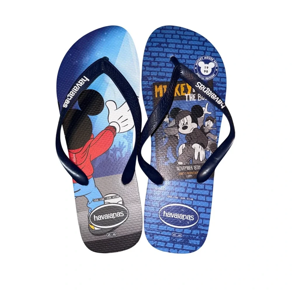 Havaianas Flip Flops sz 13 Blue Mickey Mouse 90th Special Edition Sandals